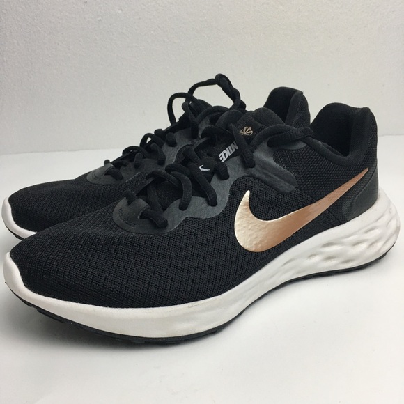 Nike Womens Revolution 6 Running Shoes Black Rose Gold 8.5 - Picture 1 of 12